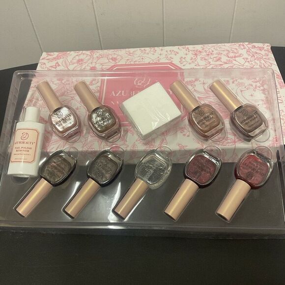 Brand New Azure Beauty 10 Piece Nail Polish Set Multi Colored With Box - Picture 3 of 8